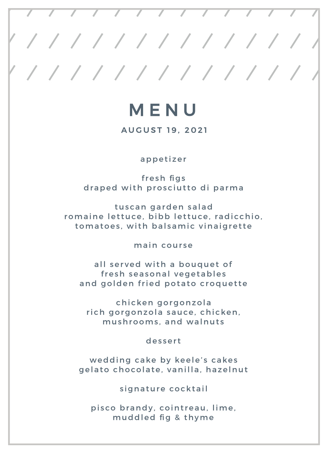 Starry Galaxy Wedding Menus