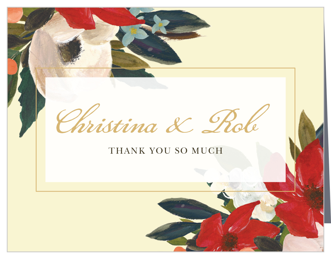 Amaryllis Bouquet Wedding Thank You Cards