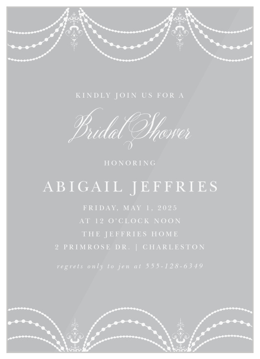 Our Chic Chandelier Clear Bridal Shower Invitations are a gorgeous display of sophistication and formality. 