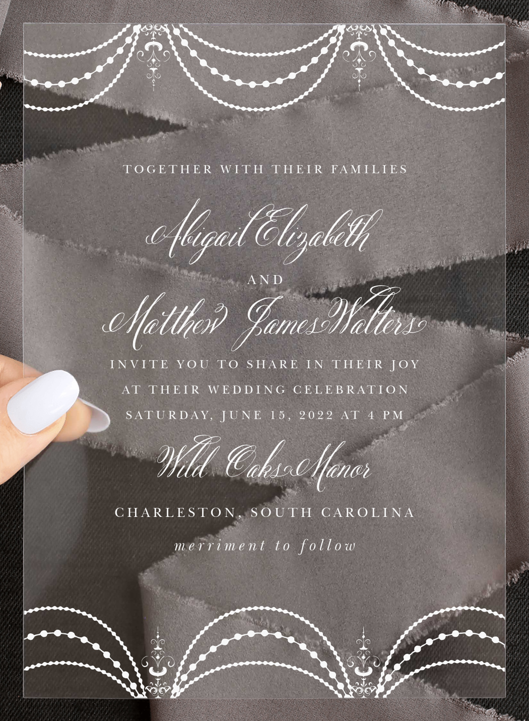 Elegant Chandelier Clear Wedding Invitations