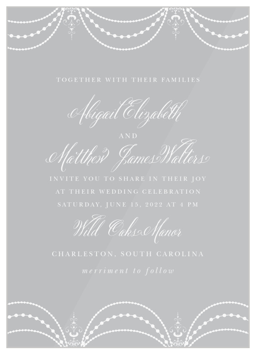 Our Elegant Chandelier Clear Wedding Invitations are a gorgeous display of sophistication and formality. 
