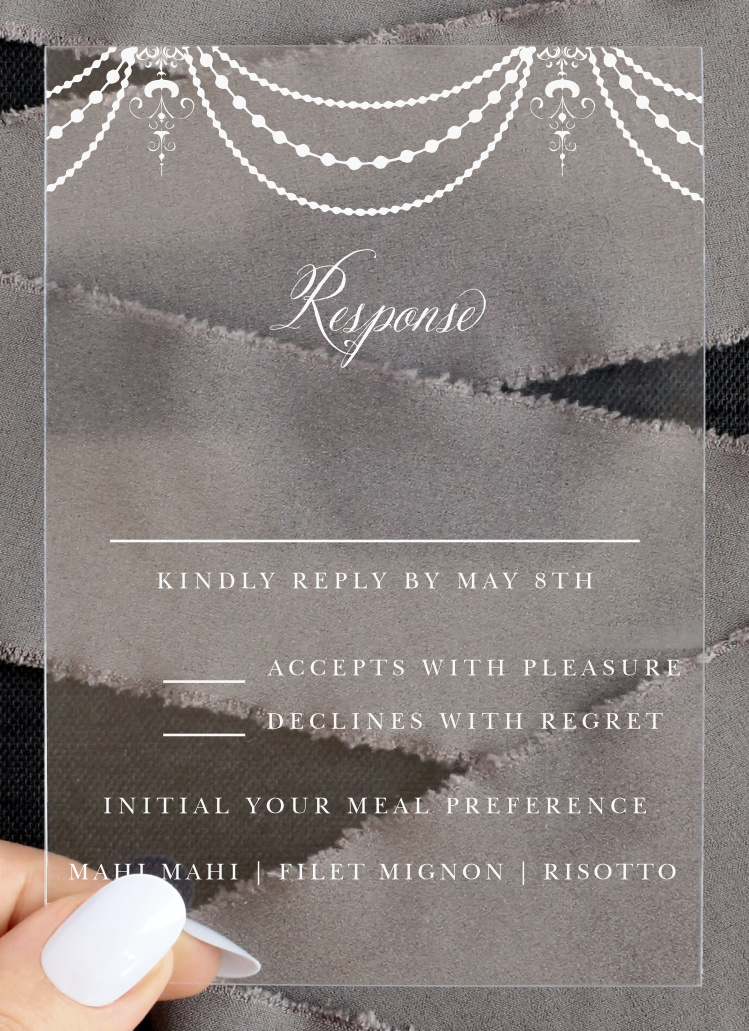 Elegant Chandelier Clear Response Cards