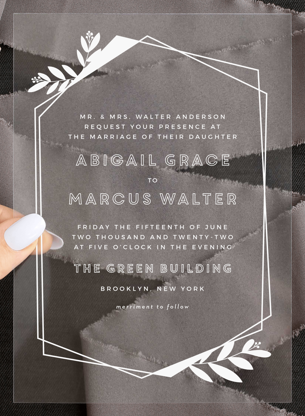 Modern Flora Clear Wedding Invitations