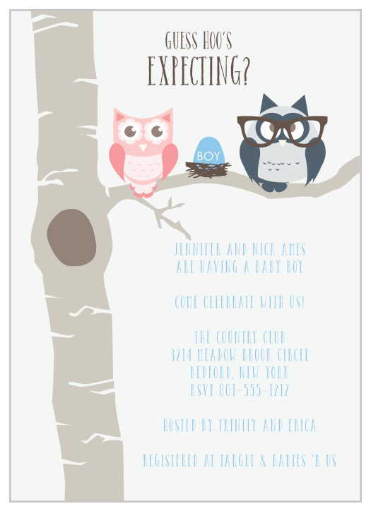 Choose from over 150 color combinations and pick out your favorite fonts to use for your baby shower invitations. These will go perfectly with your owl themed shower. 