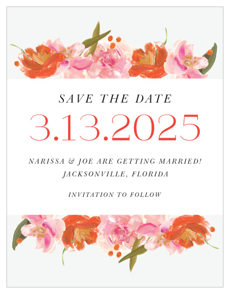Colorful Oil Paint Save-the-Date Magnets give your guests all the information they need to enjoy your wedding day with you.