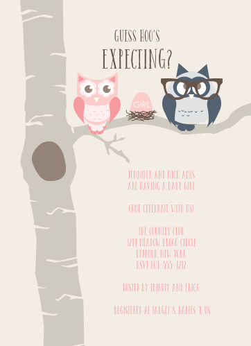 Choose from over 150 color combinations and pick out your favorite fonts to use for your baby shower invitations. These will go perfectly with your owl themed shower. 