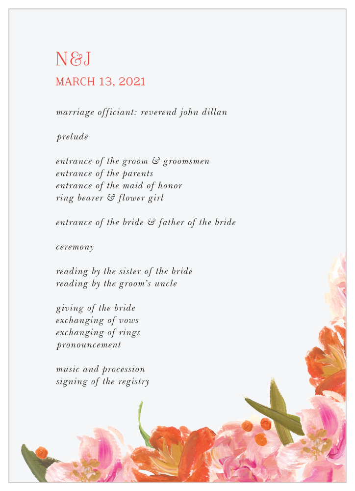 Colorful Oil Paint Wedding Programs