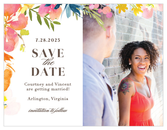 Ensure that your friends and family know when your wedding will be using the Colorful Garden Save-the-Date Magnets! 
