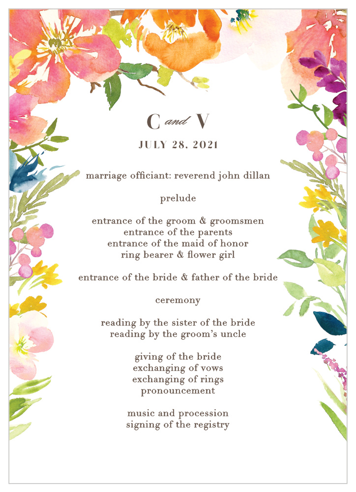 Colorful Garden Wedding Programs