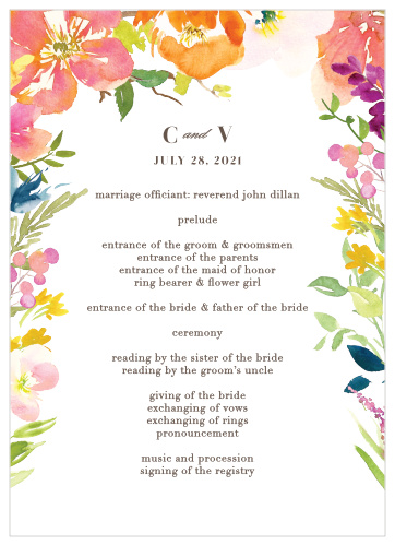 Colorful Garden Wedding Programs