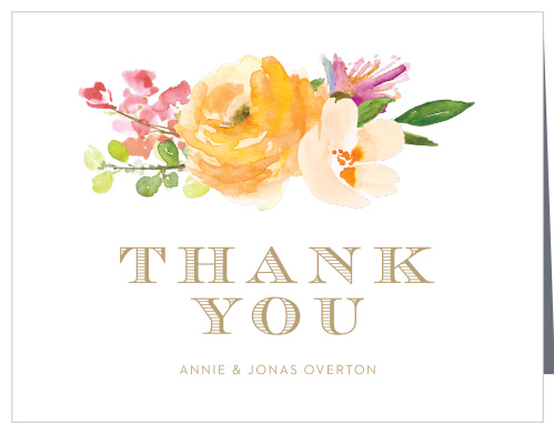 Peachy Flowers Wedding Thank You Cards
