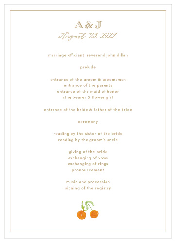 Peachy Flowers Wedding Programs