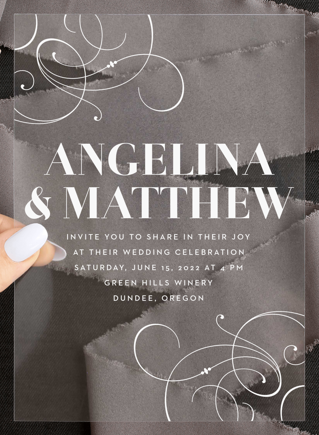 Bold Swash Clear Wedding Invitations