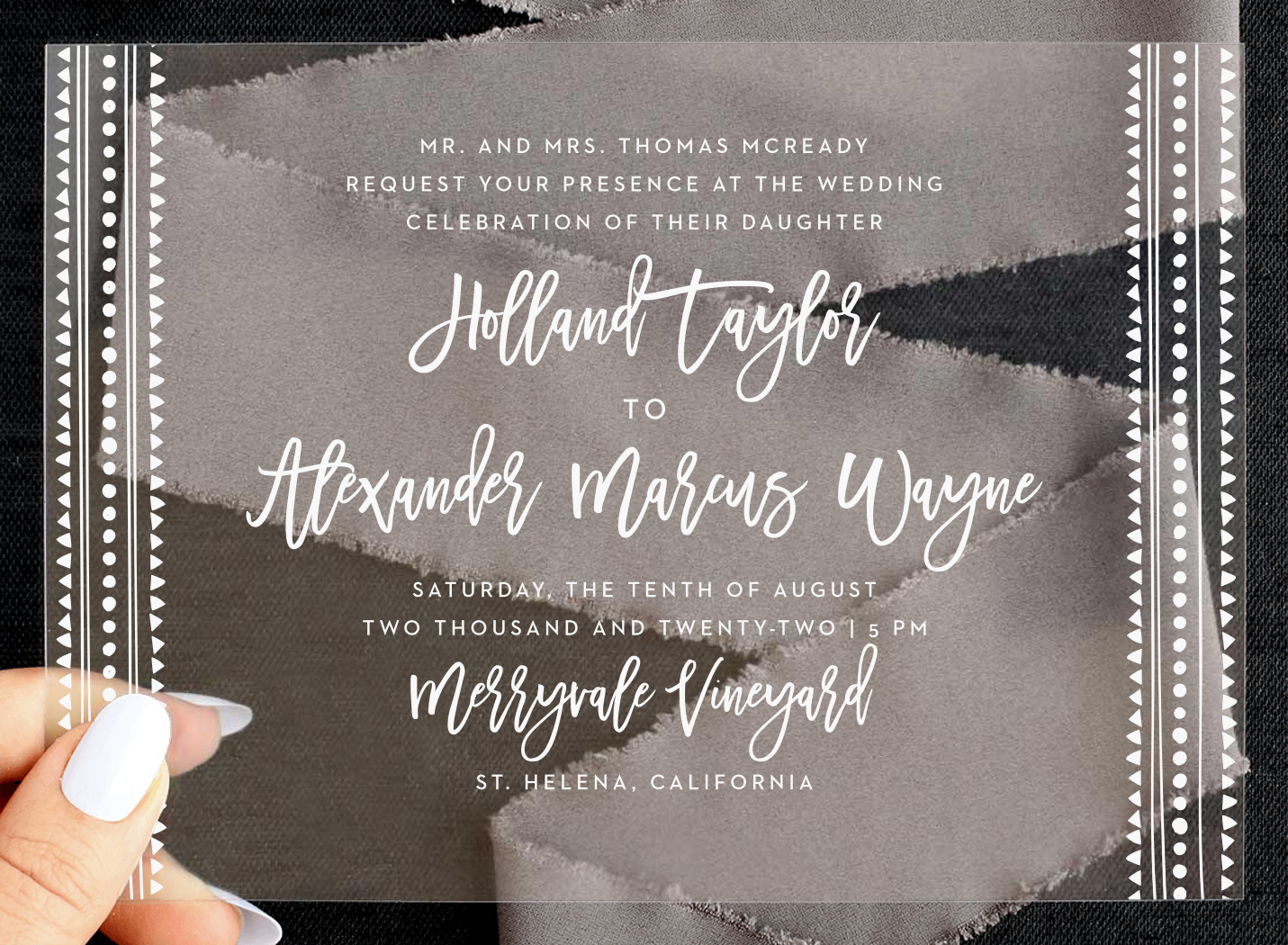Boho Pattern Clear Wedding Invitations