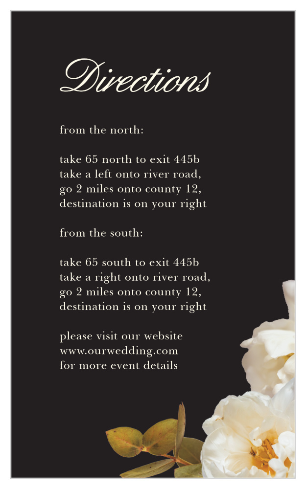 Romantic Flowers Direction Cards