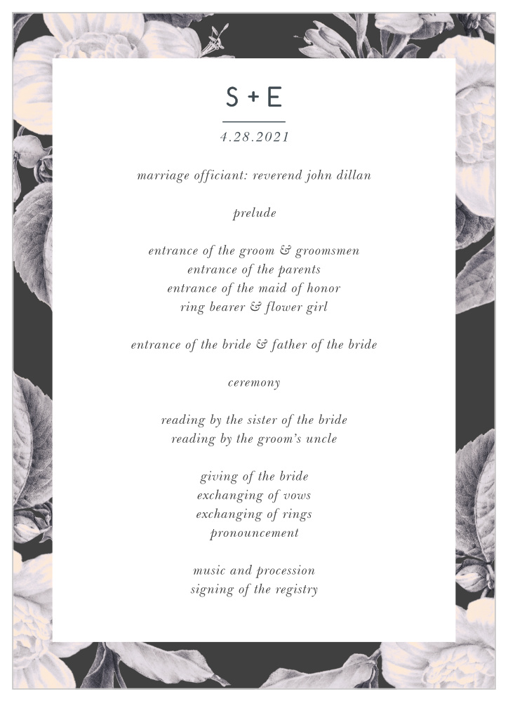 Stormy Florals Wedding Programs