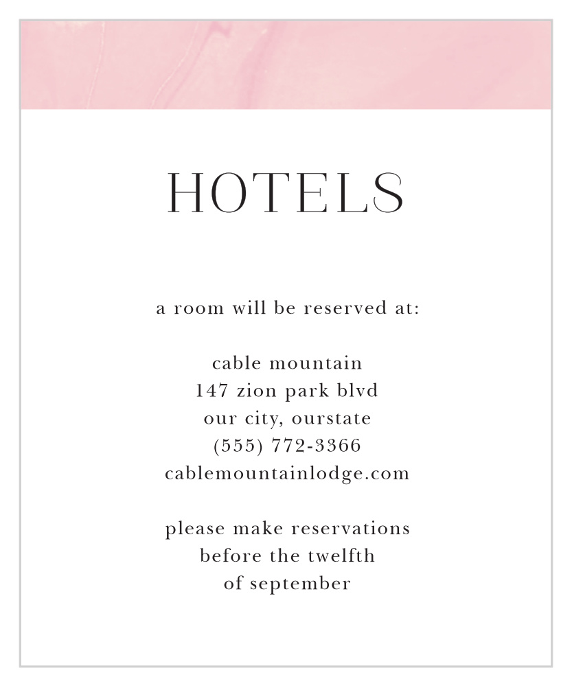 Blushing Gold Accommodation Cards