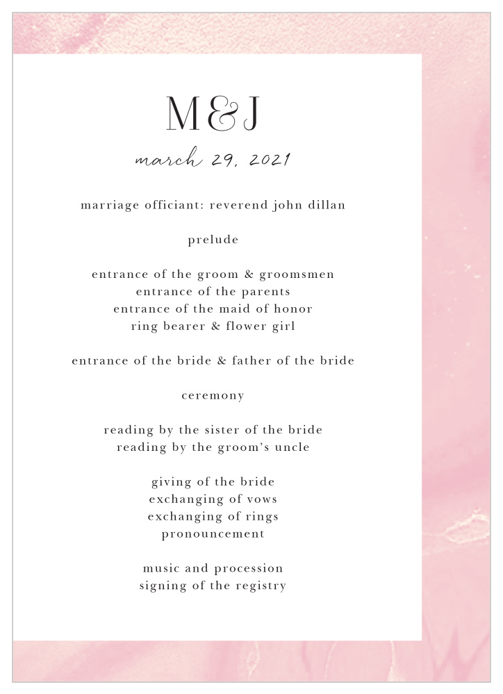 Blushing Gold Wedding Programs