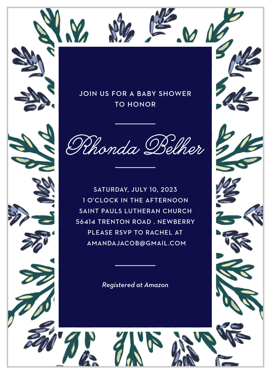 Lavender Garden Baby Shower Invitations