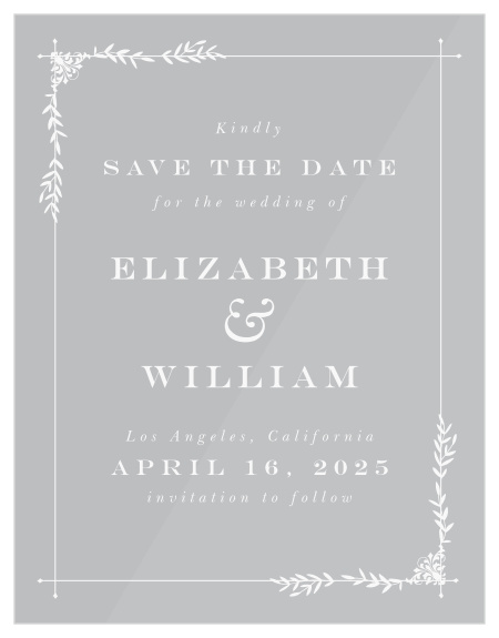 Our stunning Garden Frame Clear Save-the-Date Cards are vintage and elegant.