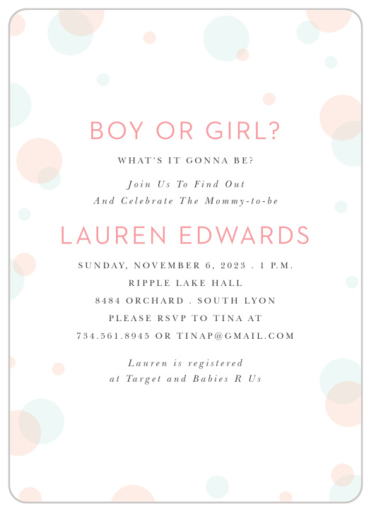 Our Polka Dots Baby Shower Invitations are simple, modern, and well-rounded. 