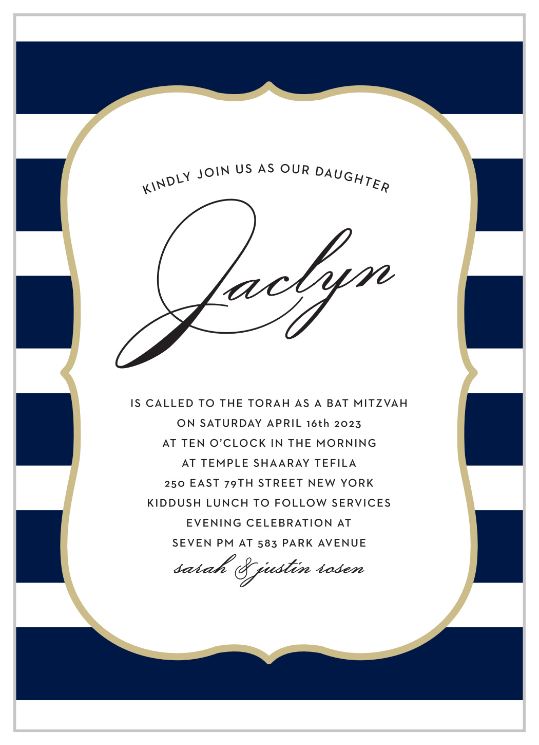 Scallop Frame Bat Mitzvah Invitations