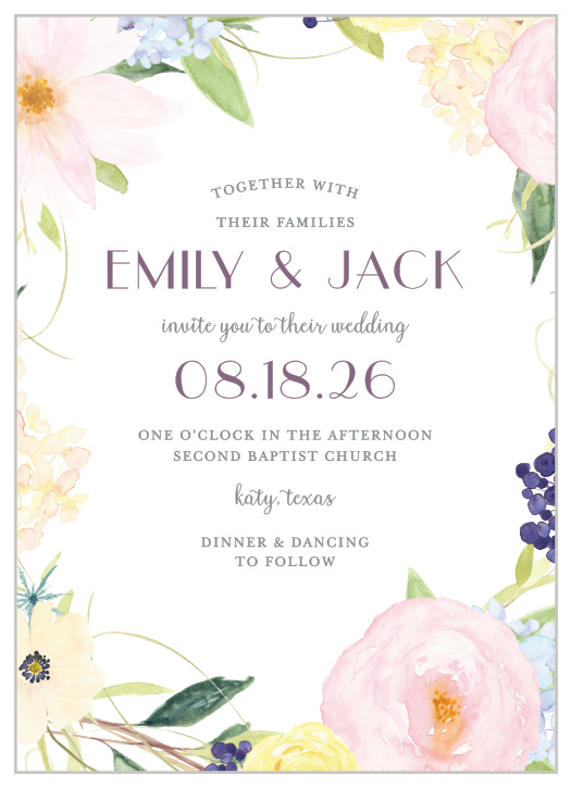 Delite your guests with the subtle beauty of our Spring Watercolors Wedding Invitations. 