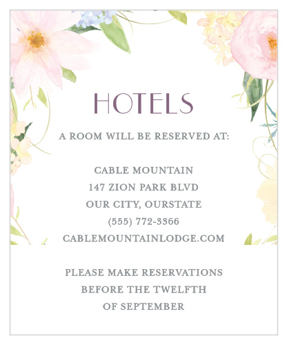 Spring Watercolors Accommodation Cards