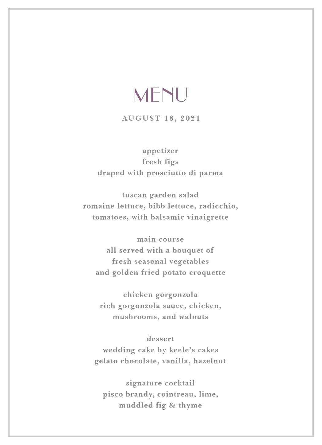 Spring Watercolors Wedding Menus
