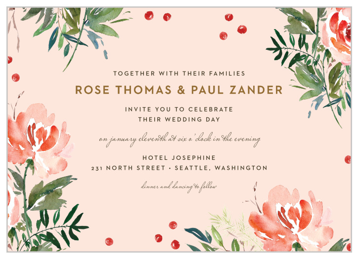 Our Winter Berries Wedding Invitations offer a lovely combination of vintage florals and typefaces- the perfect assortment for your perfect day.