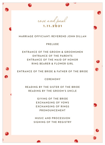 Winter Berries Wedding Programs