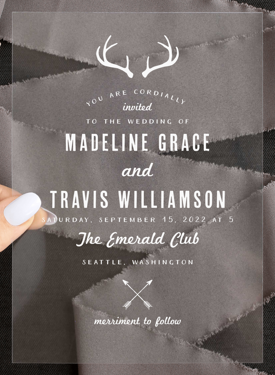 Rustic Antlers Clear Wedding Invitations