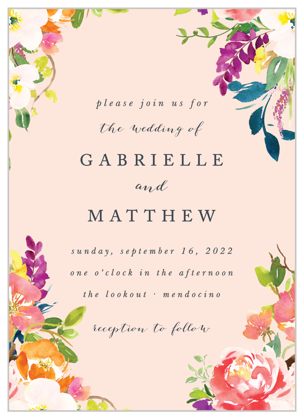 Spring Peach Wedding Invitations