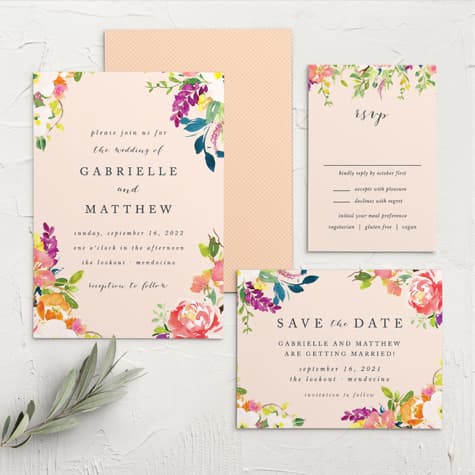 Spring Peach Wedding Invitations