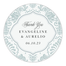 Seal every belly band, pocket, and envelope with our intricate Timeless Damask Wedding Stickers!