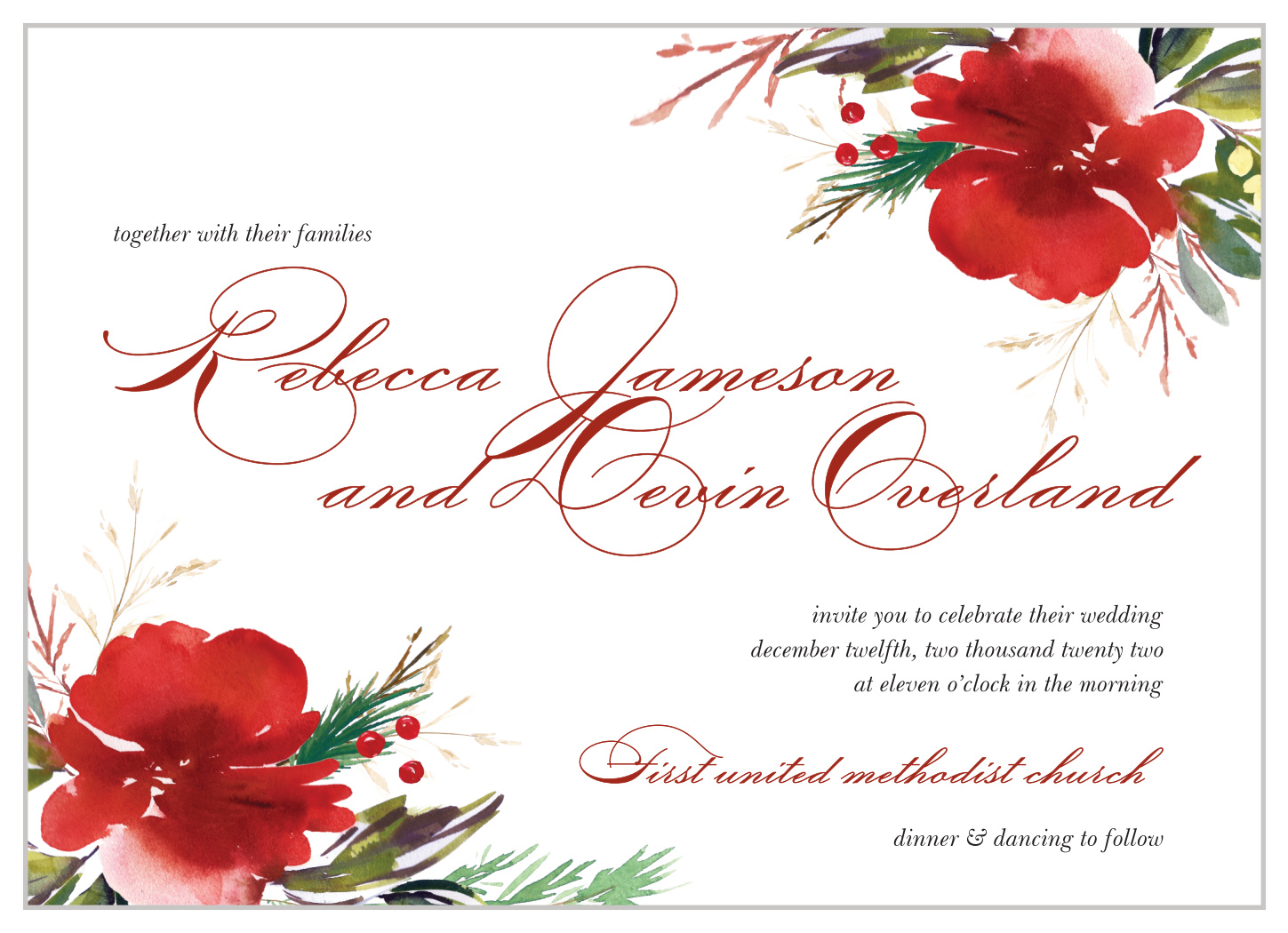 Christmas Pine Wedding Invitations