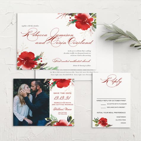 Christmas Pine Wedding Invitations