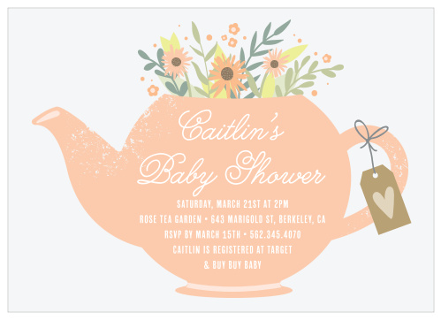Spread the joy with our lively Tea Bouquet Baby Shower Invitations. 