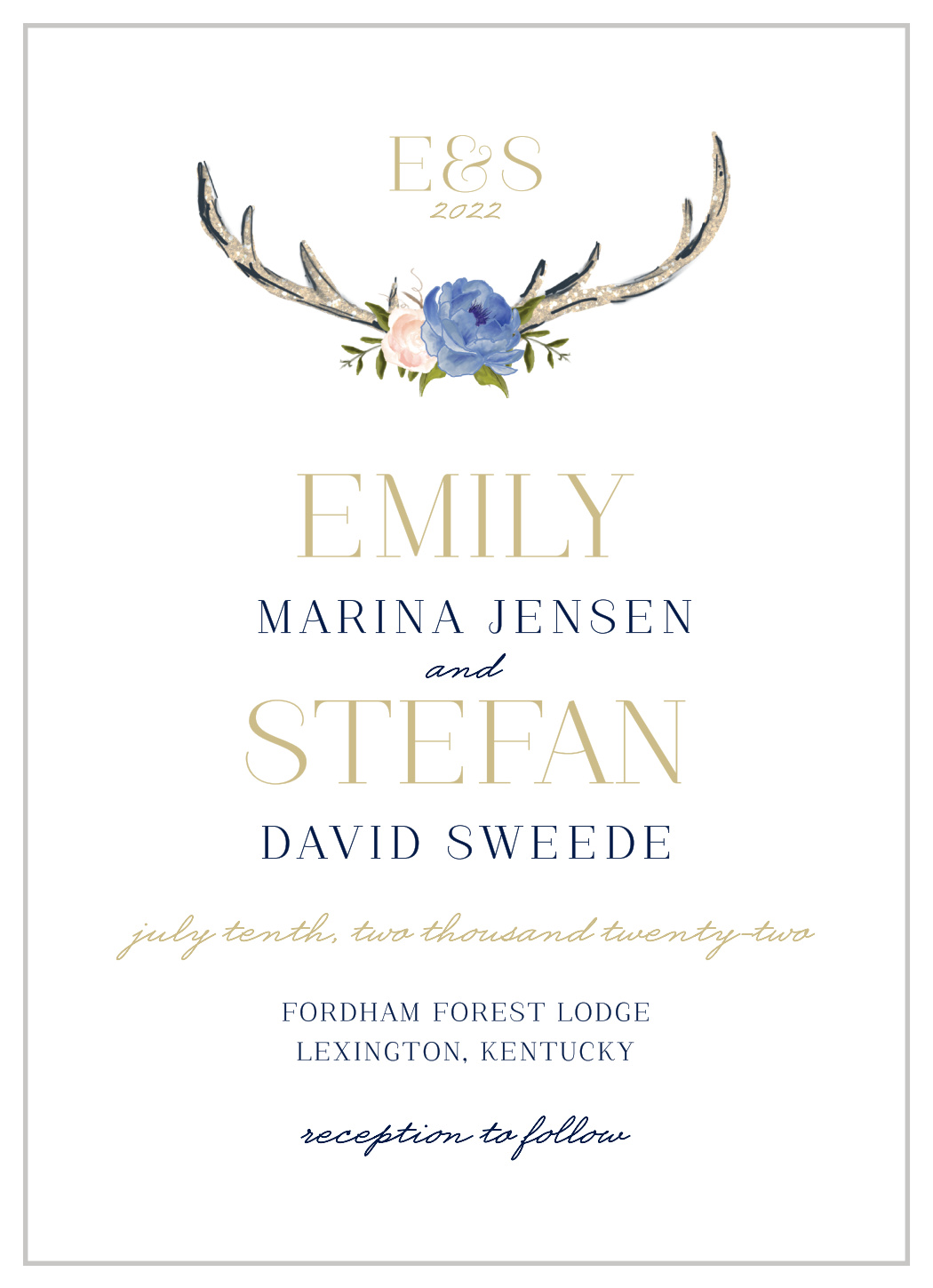 Floral Antlers Wedding Invitations