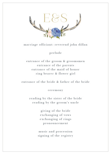 Floral Antlers Wedding Programs