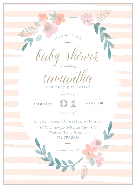 Spread the joy with our Stripes and Flowers Baby Shower Invitations.