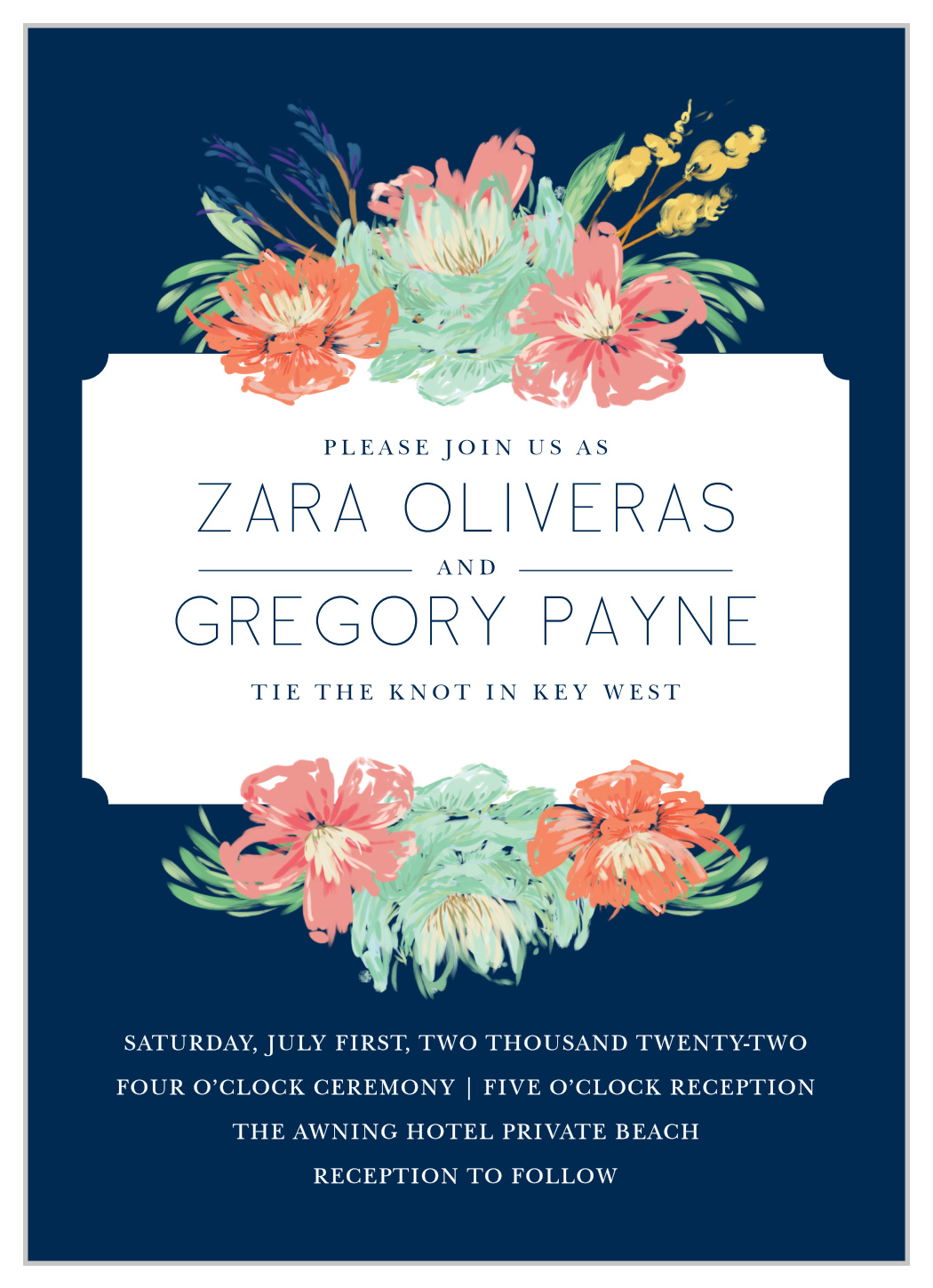 Tropical Blooms Wedding Invitations