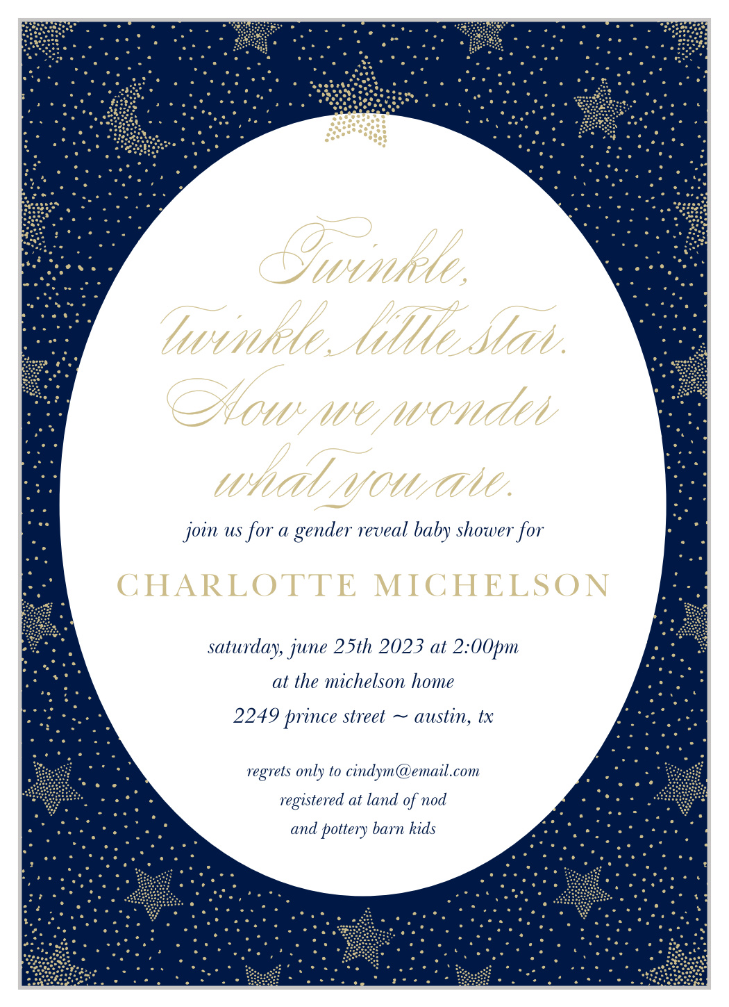 Twinkling Star Baby Shower Invitations