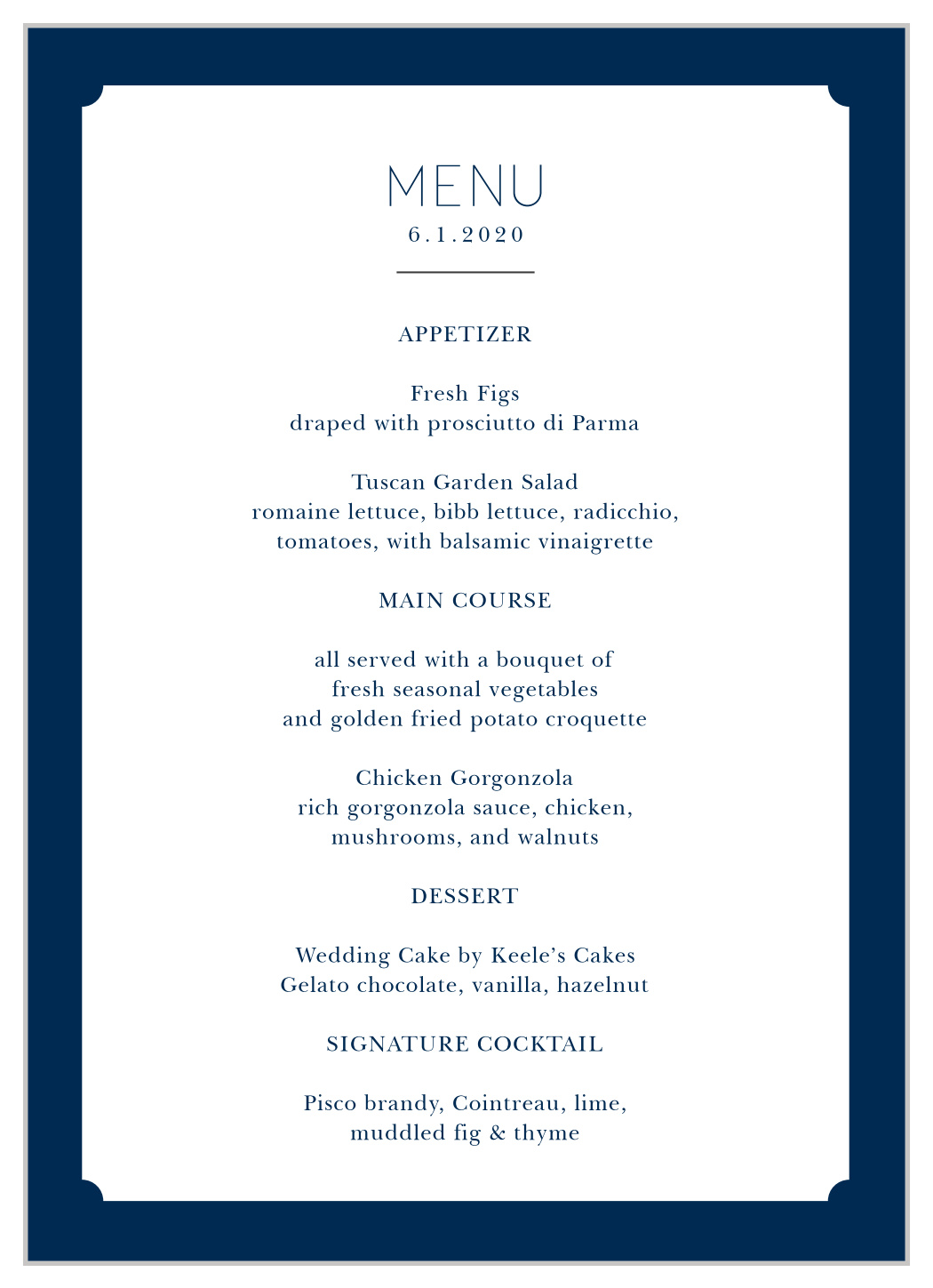 Tropical Blooms Wedding Menus