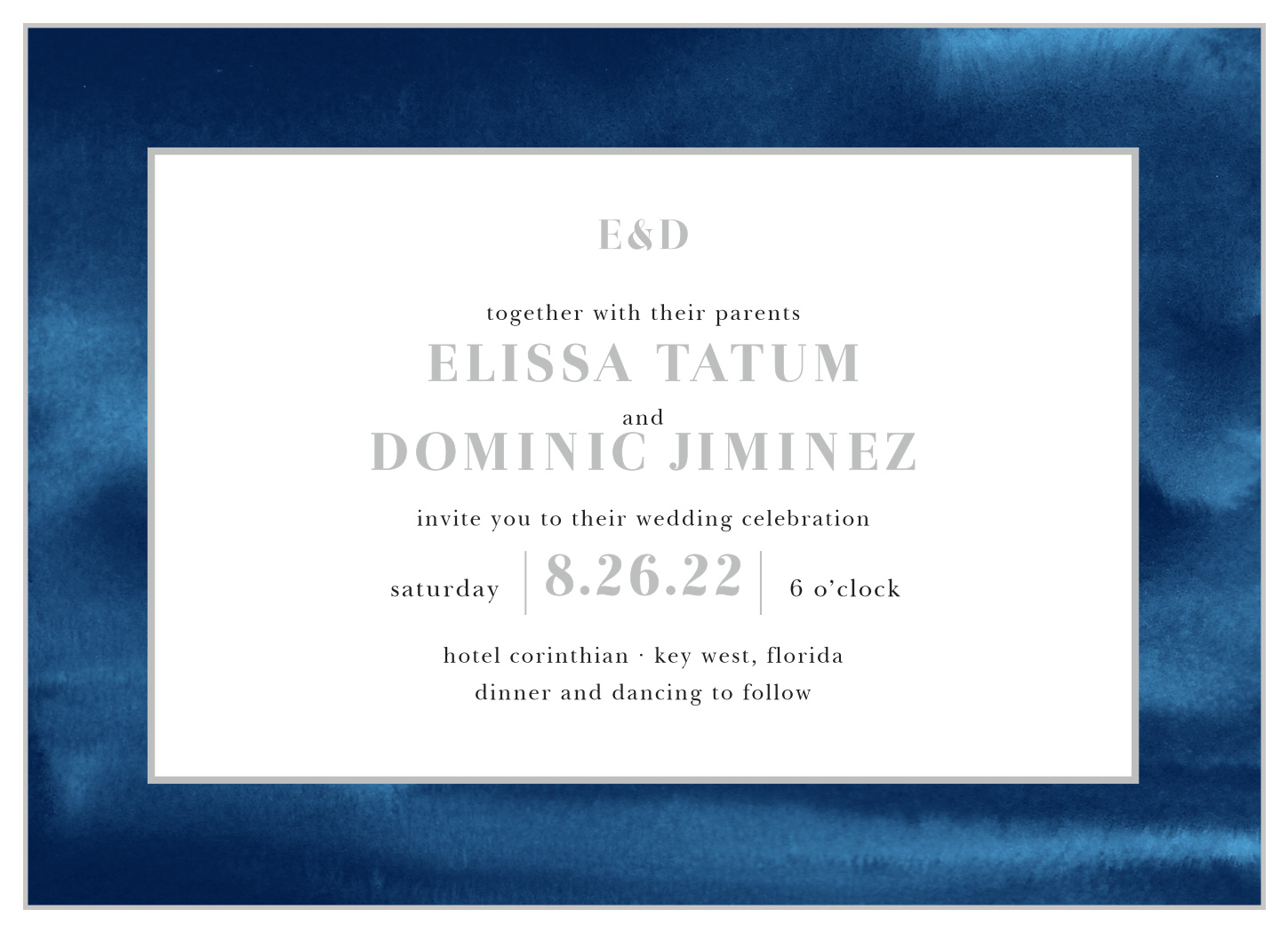 Indigo Watercolor Wedding Invitations