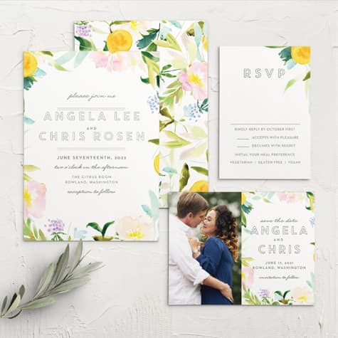 Summer Bouquet Wedding Invitations