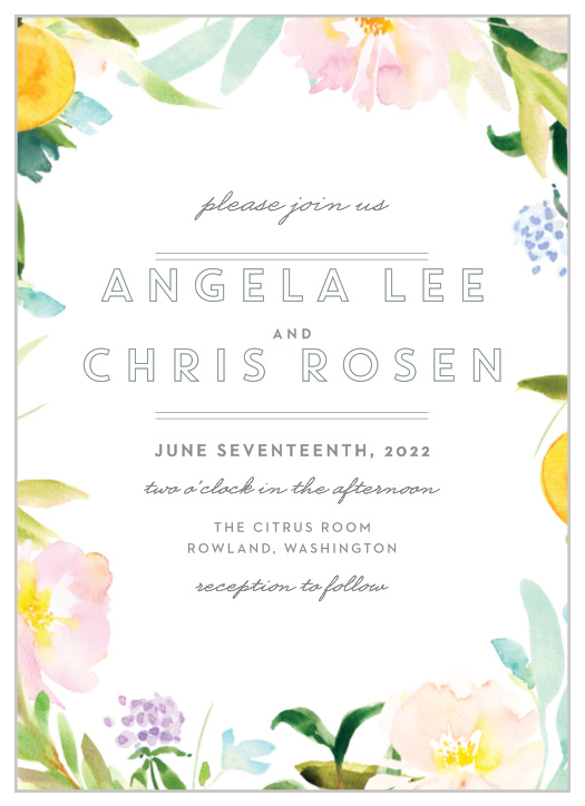 Enjoy the company of your friends and family when you use our energetic Summer Bouquet Wedding Invitations to invite them.