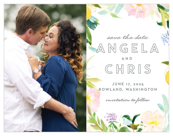 Make a spot on everyone’s calendar with our energetic Summer Bouquet Save the Date Magnets.