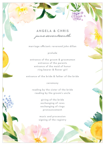 Summer Bouquet Wedding Programs