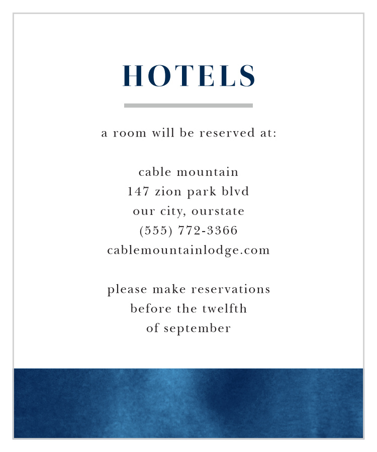 Indigo Watercolor Accommodation Cards